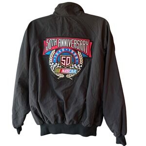 NASCAR 50th Anniversary Jacket Black Embroidered Full Zip Size X-Large USA Made